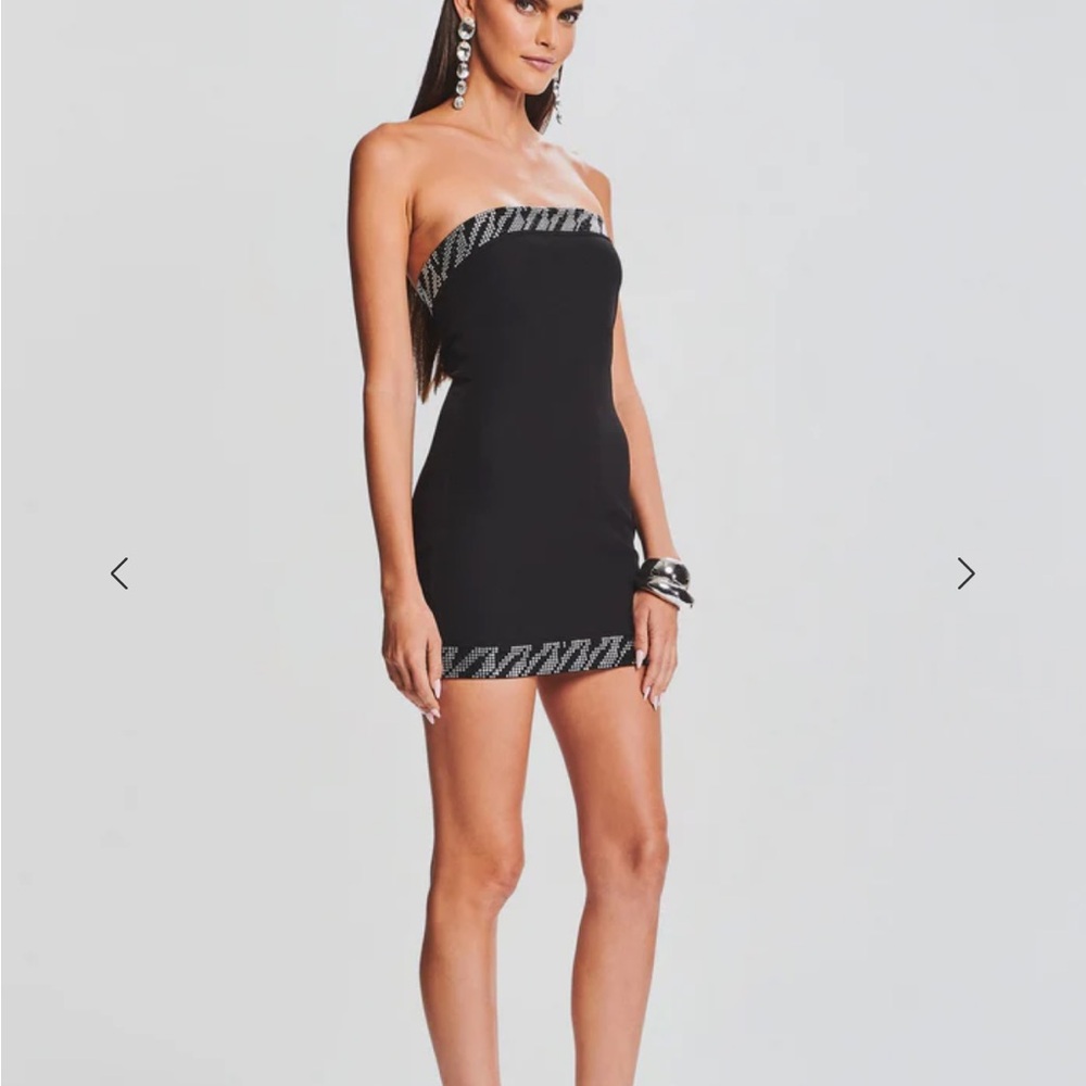 Retrofete Black Strapless Mini with Silver Zebra Trim